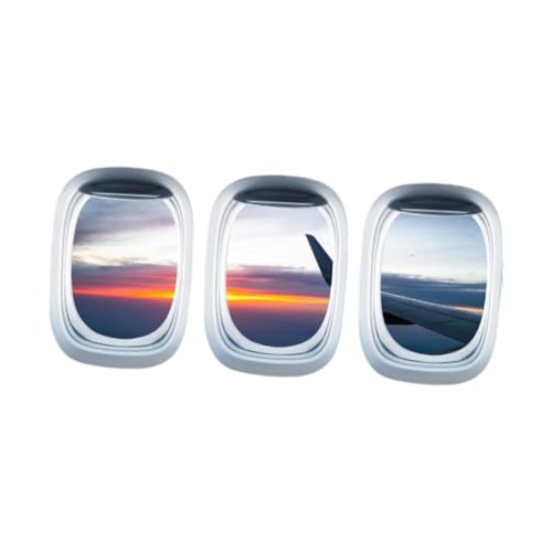 Fenteer 3X Flugzeugflügelaufkleber PVC-Tapete Party Abnehmbare Flugzeugfensteraufkleber Wandaufkleber für Tür Schlafzimmer Haus Esszimmer, Tagesanbruch von Fenteer
