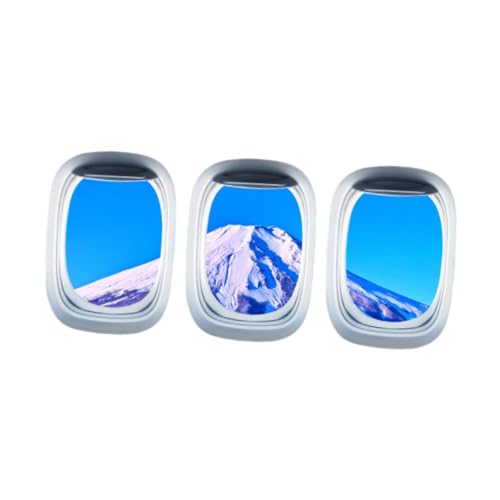Fenteer 3X Flugzeugflügelaufkleber PVC-Tapete Party Abnehmbare Flugzeugfensteraufkleber Wandaufkleber für Tür Schlafzimmer Haus Esszimmer, Vulkan Fuji von Fenteer