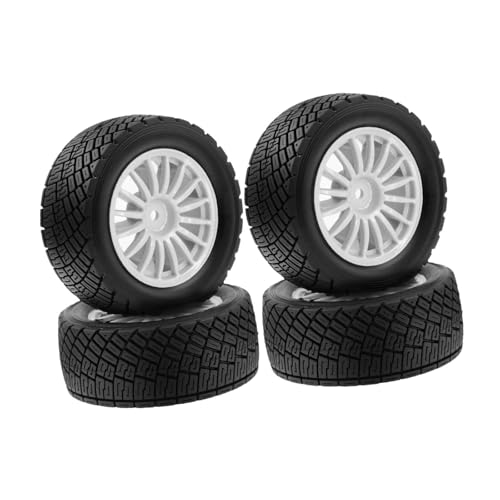 Fenteer 4 Stück 1/10 RC-Autoreifen, RC-Reifen, zu installierendes Upgrade-Teilezubehör, Felgen, Nabenzubehör, Weiß von Fenteer