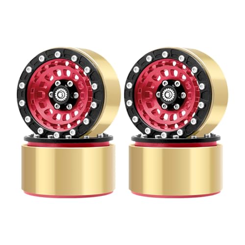 Fenteer 4 Stück 1,9 Zoll Beadlock-Felgenersatz aus Metall, 12 mm Sechskant, für SCX10 TRX4 90046, professionelles, Robustes Upgrade, zu installieren, Rot Fenteer 4 Stück 1,9 Zoll Beadlock-Felgenersatz aus Metall, 12 mm Sechskant, für SCX10 TRX4 90046, professionelles, Robustes Upgrade, zu installieren, Rot von Fenteer