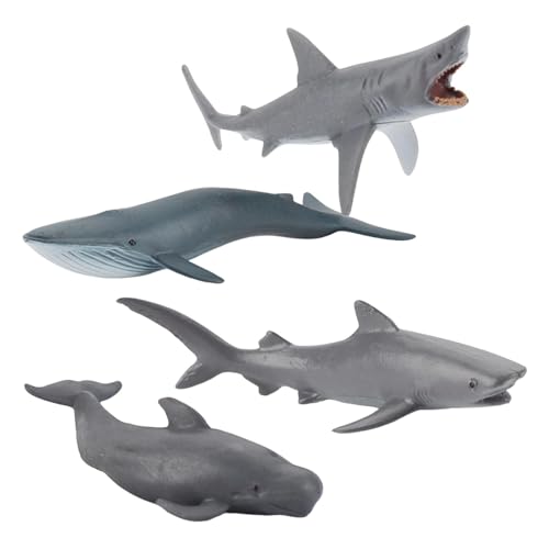Fenteer 4 Stück Meerestierfiguren, Spielzeug, Lernspielzeug, Schreibtischdekoration, kognitives Spielzeug, Hai- und Walfigur für Jungen und Mädchen Fenteer 4 Stück Meerestierfiguren, Spielzeug, Lernspielzeug, Schreibtischdekoration, kognitives Spielzeug, Hai- und Walfigur für Jungen und Mädchen von Fenteer