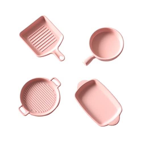 Fenteer 4 Stücke Puppenhaus Kochgeschirr Pretend Spielzeug Legierung Bratpfanne Küche Zubehör Toast Backblech, Rosa von Fenteer