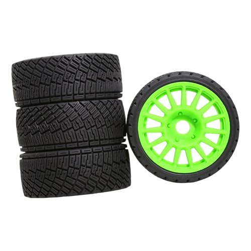 Fenteer 4-teiliges RC-Rad und -Reifen, direkte Reparatur, professionelle, einfache Installation, Ersatzteile, DIY-Zubehör, für 1/7 W233, Grünes Hex von Fenteer
