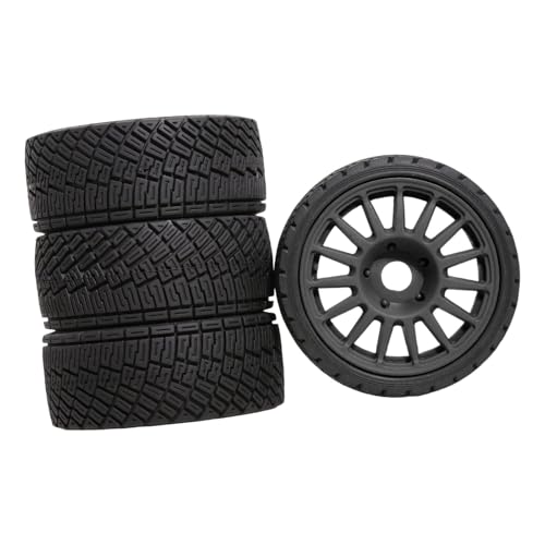 Fenteer 4-teiliges RC-Rad und -Reifen, direkte Reparatur, professionelle, einfache Installation, Ersatzteile, DIY-Zubehör, für 1/7 W233, Schwarzes Hex von Fenteer