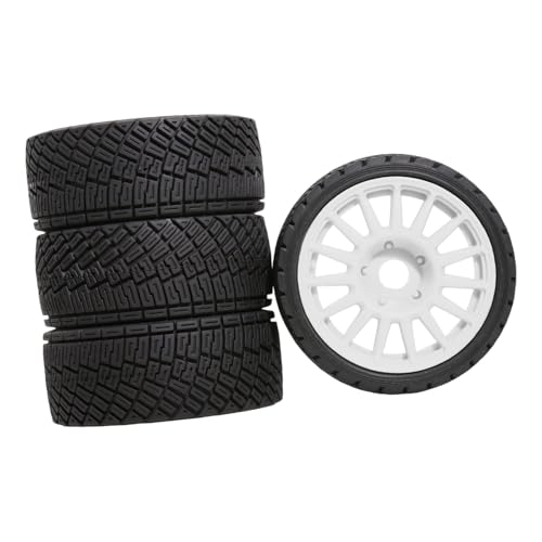 Fenteer 4-teiliges RC-Rad und -Reifen, direkte Reparatur, professionelle, einfache Installation, Ersatzteile, DIY-Zubehör, für 1/7 W233, Weißes Hex von Fenteer