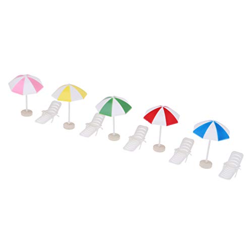 Fenteer 5 Liegestuhl und 5 Sonnenschirm Möbel Modell für 1/12 Puppenstube Garten Zubehör, Mehrfarbig Fenteer 5 Liegestuhl und 5 Sonnenschirm Möbel Modell für 1/12 Puppenstube Garten Zubehör, Mehrfarbig von Fenteer
