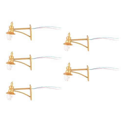 Fenteer 5X 1/87 Lampe DIY Ornament für Hofgebäude Sandtisch Zubehör, Warmes Gold von Fenteer