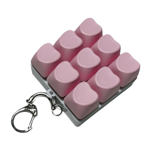 Fenteer 9-Tasten-Fidget-Spielzeug, mechanisches Schlüsselbund-Keypad, multifunktionales Dekompressionsknopf-Finger-Spielzeug, Rosa von Fenteer