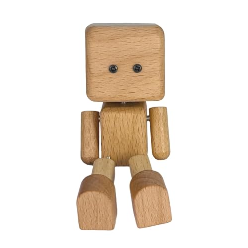 Fenteer Auto-Armaturenbrett-Dekoration, schüttelnde Füße, Puppenornament, Holzfigur, Geschenk, tragbares Innenzubehör für Fahrzeug, Tisch, Zuhause, Buche Ohne Deckel von Fenteer