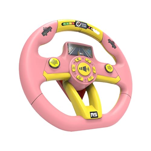 Fenteer Auto-Lenkrad-Spielzeug, Baby-Musikspielzeug mit Liedern und Lichtern, Auto-Fahrspielzeug, Fahrsteuerung für Kinder, Jungen und Mädchen, Rosa von Fenteer
