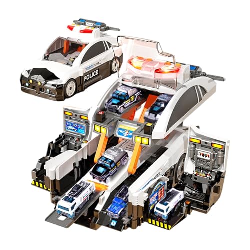 Fenteer Auto-Spielzeug-LKW-Set für Kinder, Trägerfahrzeug-Spielzeug mit Ton und Licht, Schleuderspur, Verformungsspielzeugauto für Kinder, Jungen und Mädchen, Polizeiauto Fenteer Auto-Spielzeug-LKW-Set für Kinder, Trägerfahrzeug-Spielzeug mit Ton und Licht, Schleuderspur, Verformungsspielzeugauto für Kinder, Jungen und Mädchen, Polizeiauto von Fenteer