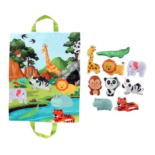 Fenteer Baby-Stoffbuch, Tier-Spielmatte, Feinmotorik, Montessori-Lernspielzeug, sensorisches Spielzeug, weich, für Kleinkinder, Jungen und Mädchen von Fenteer