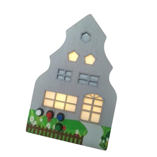 Fenteer Beschäftigte Board Holiday Cottage Switch Lampe Aktivitätsbrett Holzhaus mit leichten Verzierungen Dekorationen von Fenteer