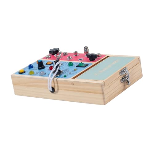 Fenteer Beschäftigtes Board mit Lights Activity Board Lernkognitionsspiel Reisspielzeug Fine Motor Skills für Kinder Kindergarten 1-3 Geschenk von Fenteer
