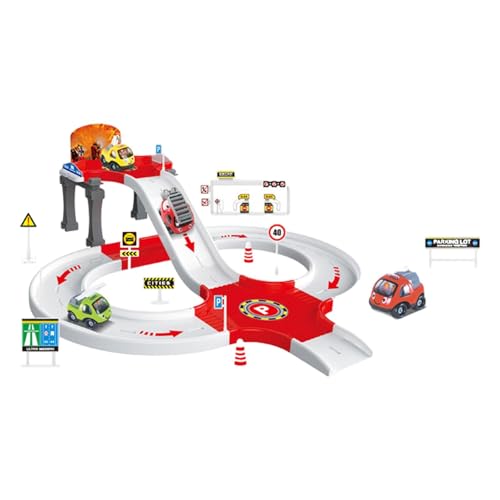Fenteer Boy Toy Garage Parking-Abenteuerspielzeug vielseitig für 4-6-Jährige für Kinder Jungen Mädchen Geschenke Robustes Bildungswerkzeug zusammengebautes, Feuerwehrauto von Fenteer
