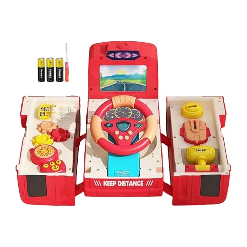 Fenteer Bus Spielzeug für Kinder, Fahrbus Spielzeug, Simulation, Lenkrad, Getriebe, Bildung mit Ton Und Licht, für 3–5 Jahre Alte Kinder, Rot von Fenteer