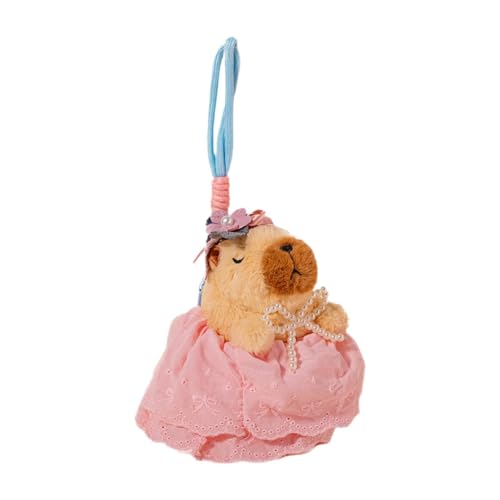 Fenteer Capybara-Taschenanhänger, Schlüsselanhänger, knuddelige, Bequeme Capybara-Plüschpuppe, Stofftierspielzeug für Geschenke für Erwachsene, Teenager, Rosa von Fenteer