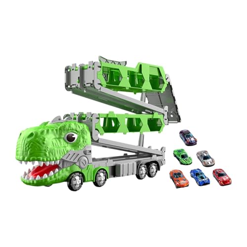 Fenteer Dinosaurier-Rennbahn-Transporter-Set, lustige Dinosaurier-Klapp-Auswurf-Rennbahn für Kinder, Kinder, 12 Autos von Fenteer