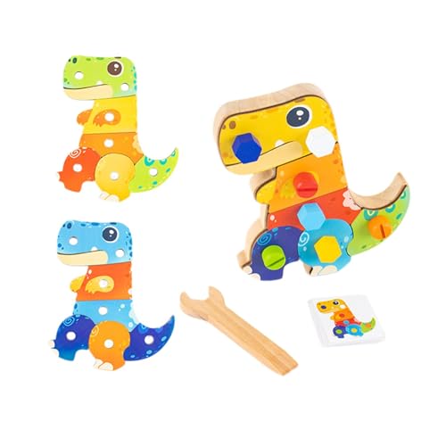 Fenteer Dinosaurier-Schraubendreher-Brett-Set, Busy Board, Frühentwicklung, hölzernes Schraubenzieher-Spielzeug für Vorschulkinder im Alter von 3, 4, 5 und 6, Stil b von Fenteer