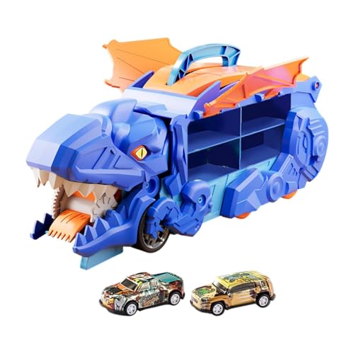 Fenteer Dinosaurier-Verschluckungslastwagen für Kinder, Transportlastwagen, kreativ, mit Gleitschiene, Geschenkspielzeug für Babys, mit 2 Autos von Fenteer