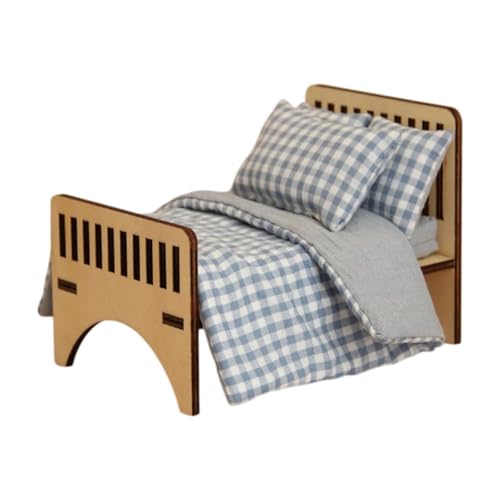 Fenteer Dollhouse Miniatur -Holzbett mit Bettwäsche 1:12 Puppenhauszubehör realistisch für das Spielen von Micro -Szene Oranmente, Plaid Fenteer Dollhouse Miniatur -Holzbett mit Bettwäsche 1:12 Puppenhauszubehör realistisch für das Spielen von Micro -Szene Oranmente, Plaid von Fenteer