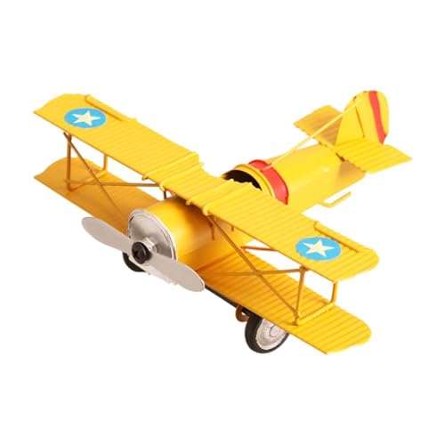 Fenteer Eisenflugzeugmodell, Hubschraubermodell, Foto-Requisite, Kinderspielzeug, Flugzeug-Handwerksmodelle für den Heimgebrauch im Wohnheim, Gelb von Fenteer