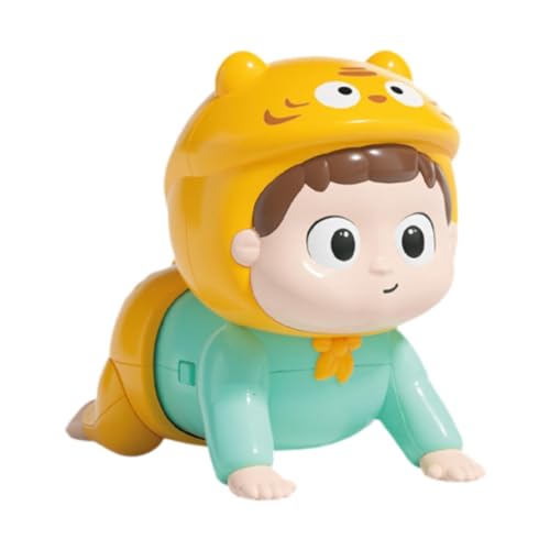 Fenteer Elektrische Babykriechpuppe Babymusik Spielzeug frühe Bildung Entwicklung Babypuppenkriechspielzeug Lernen kriechen für Jungen Mädchen, Blauer Tiger von Fenteer