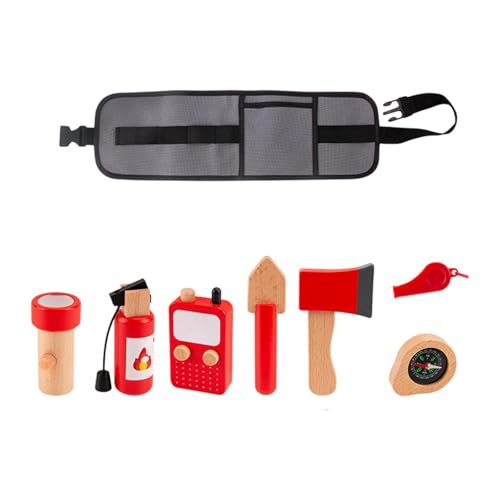 Fenteer Feuerwehrmann Holzspielzeug Rollenspiel Set Cosplay Fireman so tun Spielen Spielzeug Hölzer Feuerwehr Accessoires für Kinder im Alter von 3+ Mädchen von Fenteer