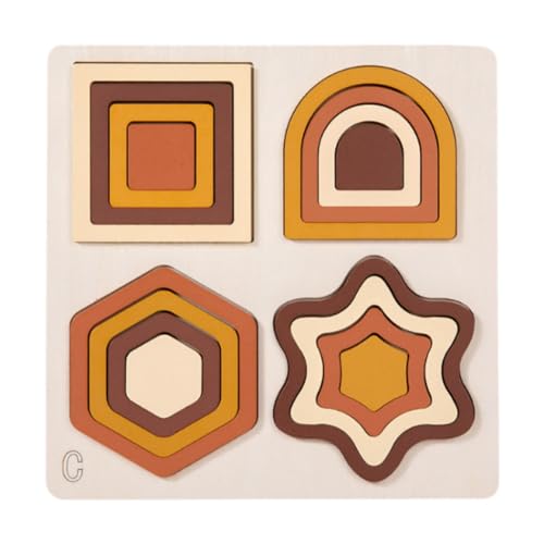 Fenteer Form Sorter Spielzeug Holzpuzzle tragbare Farbform Matching -Blöcke für Kinder im Vorschulalter 3 4 5 6 Jahre Neujahrsgeschenk, Style C von Fenteer