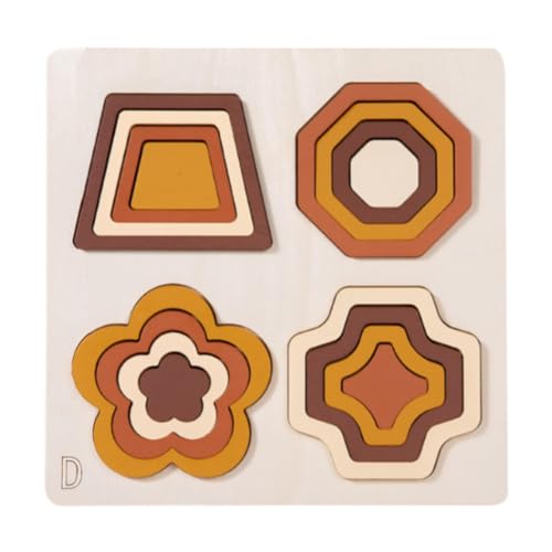 Fenteer Form Sorter Spielzeug Holzpuzzle tragbare Farbform Matching -Blöcke für Kinder im Vorschulalter 3 4 5 6 Jahre Neujahrsgeschenk, Style D von Fenteer