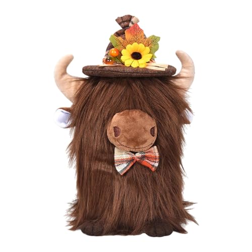 Fenteer Gefüllte Tier Cow Thanksgiving Day Dekoration Plüsch Figur Spielzeug Geschenk Home Indoor Puppe Plüsch für Regal, Kastanie von Fenteer