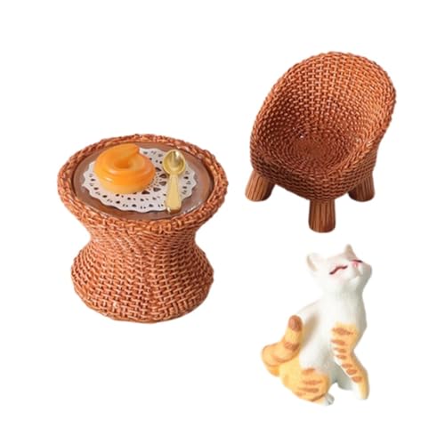 Fenteer Harz Mini Katze Figur Tisch und Stuhl Modell Szenen mit Möbel Modell Rollenspiel Requisiten für Miniatur Szene Architektur, Katze mit Erhobenem Kopf Fenteer Harz Mini Katze Figur Tisch und Stuhl Modell Szenen mit Möbel Modell Rollenspiel Requisiten für Miniatur Szene Architektur, Katze mit Erhobenem Kopf von Fenteer