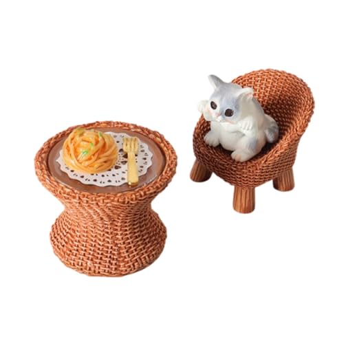 Fenteer Harz Mini Katze Figur Tisch und Stuhl Modell Szenen mit Möbel Modell Rollenspiel Requisiten für Miniatur Szene Architektur, Katze mit Offenen Krallen von Fenteer