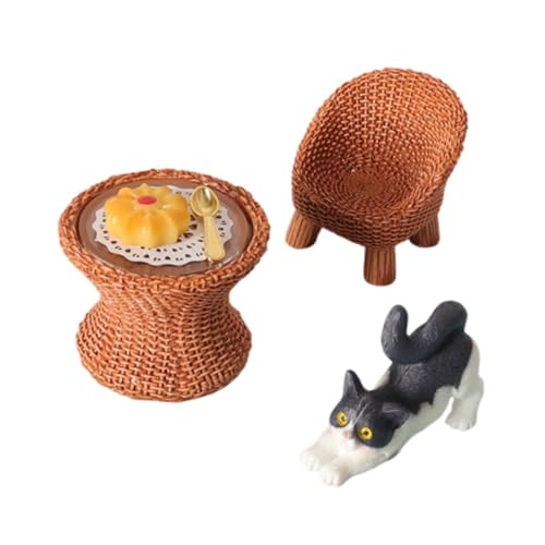 Fenteer Harz Mini Katze Figur Tisch und Stuhl Modell Szenen mit Möbel Modell Rollenspiel Requisiten für Miniatur Szene Architektur, Katzen-Stretching Fenteer Harz Mini Katze Figur Tisch und Stuhl Modell Szenen mit Möbel Modell Rollenspiel Requisiten für Miniatur Szene Architektur, Katzen-Stretching von Fenteer