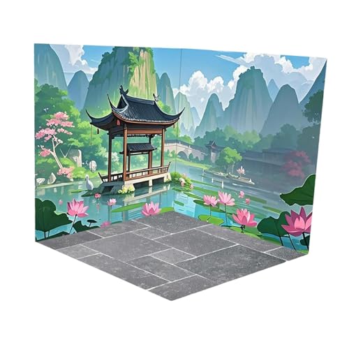 Fenteer Hintergrund-Szenen-Organizer, Hintergrund, handgefertigt, Arbeitsplatte, Schaufenster, Handwerk, Fototafel, Puppenhaus-Display, 21.5 cm von Fenteer