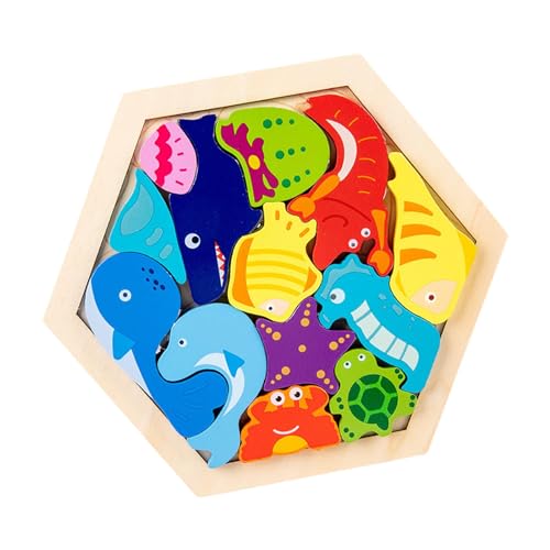 Fenteer Hölzerne Kleinkindpuzzles, Montessori-Puzzle, Puzzles aus Holz als Geschenk für pädagogische Aktivitäten im Vorschulalter, Muster B von Fenteer