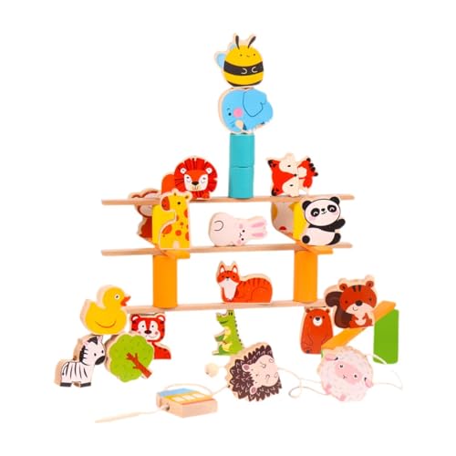 Fenteer Hölzerne Tierstapelblöcke, pädagogisches Gleichgewichtsspielzeug, Zootiere, Schnürperlen, Fädelspielzeug für Kinder, Jungen und Mädchen Fenteer Hölzerne Tierstapelblöcke, pädagogisches Gleichgewichtsspielzeug, Zootiere, Schnürperlen, Fädelspielzeug für Kinder, Jungen und Mädchen von Fenteer