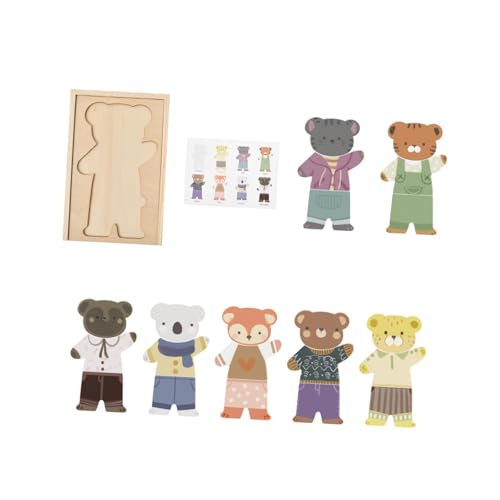 Fenteer Holzbär Familie Ankleidepuzzle Zubehör Feinmotorik Geschenk Mix and Match Outfits Kinder Jungen Mädchen ab 3 Jahren, Style B Fenteer Holzbär Familie Ankleidepuzzle Zubehör Feinmotorik Geschenk Mix and Match Outfits Kinder Jungen Mädchen ab 3 Jahren, Style B von Fenteer