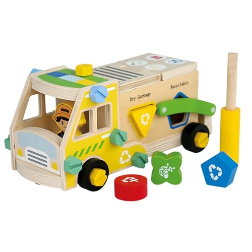 Fenteer Holzmutter und Bolzen Spielzeuggebäude BAU Set tun Spiel Spielzeugauto Modellgebäude Werkzeugkits für Kindergeburtstag Geschenk, Müllwagen von Fenteer