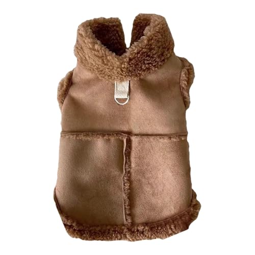 Fenteer Hunde-Winterweste, Haustier-Outdoor-Jacke mit D-Ringen, Welpenkleidung, Hunde-Schneejacke, Herbst- und Winterkleidung für Partys, Training, Braun, S von Fenteer