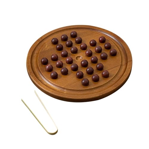 Fenteer Indisches klassisches Solitaire-Brettspiel, rundes Spielbrett-Denksport-Puzzle, Peg-Solitaire-Puzzle-Spielzeug für Kinder, Anfänger von Fenteer
