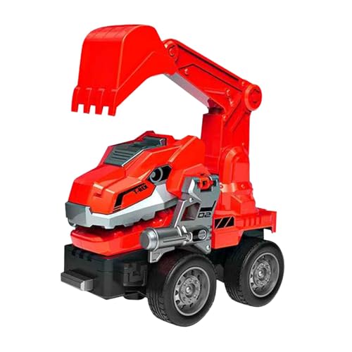 Fenteer Ingenieurfahrzeugmodell Baufahrzeuge Spielzeug 3 4 5 Jahre alte Kinder Kreative Geburtstagsgeschenke Fahrzeugtransformatorauto, Roter Bagger von Fenteer