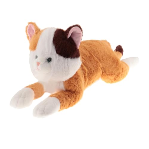 Fenteer Katzen-Plüschkissen, Spielzeug, Kindergeburtstagsgeschenk, Kuscheltierkissen, kreativ, lustig, Plüschpuppe, Ornament, Auto, Sofa, Heimdekoration, Gelb Braun von Fenteer