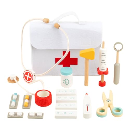 Fenteer Kinder-Arzt-Set, Arzt-Spielgeschenk, Holzspielzeug, Entwicklungsspielzeug, Rollenspiel-Arzt-Arzt-Spielset für Mädchen und Jungen Fenteer Kinder-Arzt-Set, Arzt-Spielgeschenk, Holzspielzeug, Entwicklungsspielzeug, Rollenspiel-Arzt-Arzt-Spielset für Mädchen und Jungen von Fenteer