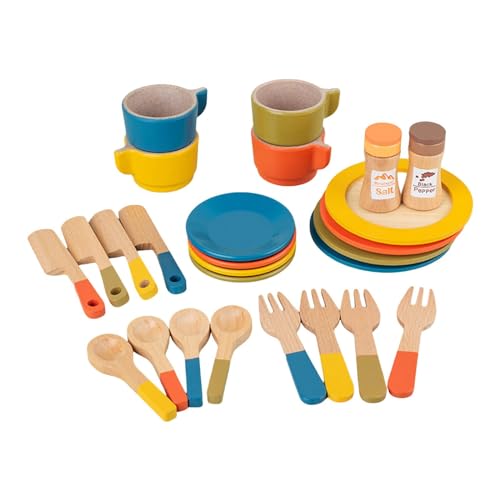 Fenteer Kinder-Teeparty-Set, Küchengeschirr-Set, Puppenhaus-Dekorationszubehör, Spiellebensmittel-Set, sensorisches Spielzeug für Bäckerei, Esszimmer von Fenteer