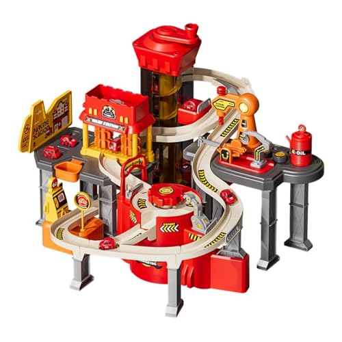Fenteer Kinderparkgarage, Rennauto, Spielfahrzeuge, mehrstufiges Rennauto-Spielzeug, Rennauto-Spielzeug zum Zusammenbauen, für Partyzubehör für Kinder, Thema Feuerwehr Fenteer Kinderparkgarage, Rennauto, Spielfahrzeuge, mehrstufiges Rennauto-Spielzeug, Rennauto-Spielzeug zum Zusammenbauen, für Partyzubehör für Kinder, Thema Feuerwehr von Fenteer