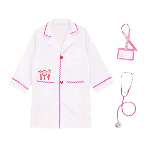 Fenteer Kinderrollenspiel Doktor Kostüm, so tun Spiel Party Gefälligkeiten mit Tag Bildung Kinderkrankenschwester Outfits für Jungen Mädchen Geburtstag, 150cm von Fenteer