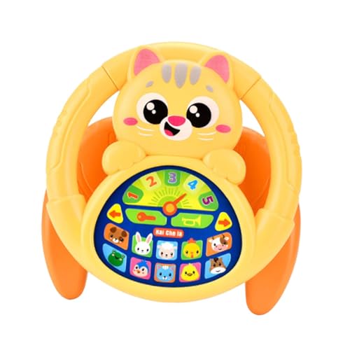Fenteer Lenkradspielzeug für Kinder Fahrteuerung mit Musik tragbar mit Stand Early Educational for Gift Home, Gelb von Fenteer