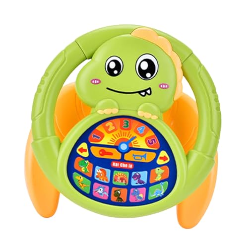 Fenteer Lenkradspielzeug für Kinder Fahrteuerung mit Musik tragbar mit Stand Early Educational for Gift Home, GrÜn von Fenteer