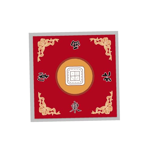 Fenteer Mahjong-Tischmatte, geräuschreduzierende Tischdecke, 80 x 80 cm, rutschfeste Mahjong-Spieltischdecke für Desktop-Spiele, Kachelspiel, rot B von Fenteer
